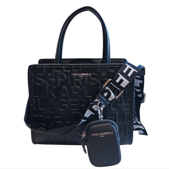 Karl Lagerfeld Handbags - Karl Lagerfeld Embossed Legacy Maybelle Satchel Eiffel Tower Karl Profile